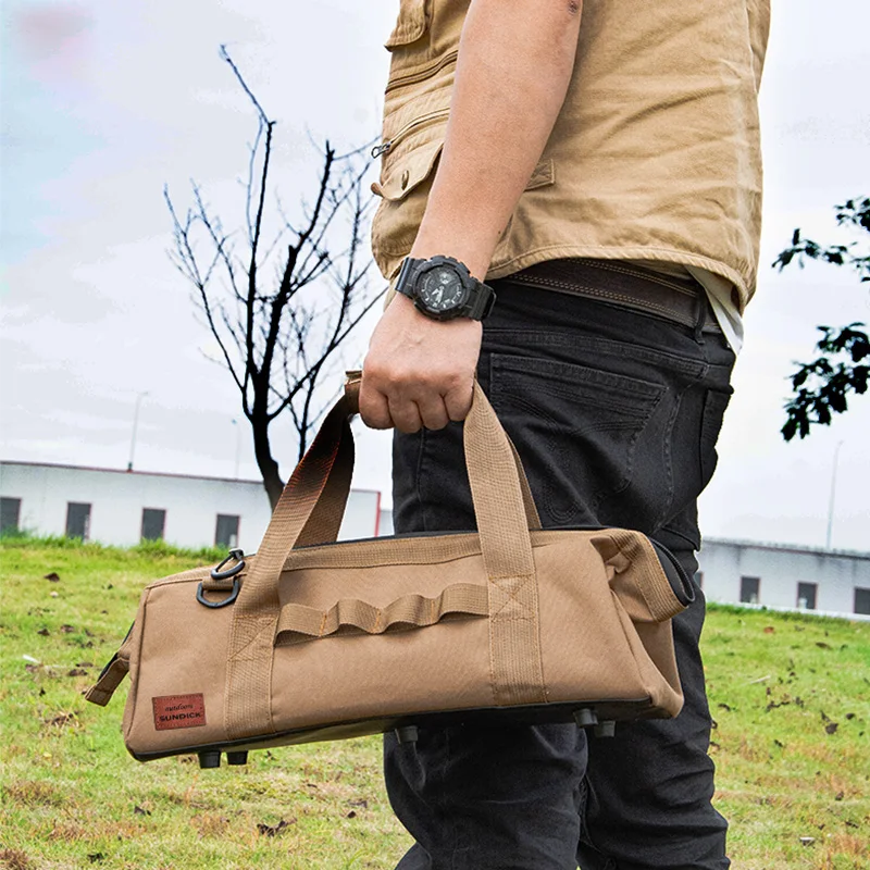 Bolsa de equipo para acampar, bolsa de herramientas para acampar, bolsa de herramientas de almacenamiento de boca ancha de gran capacidad, bolsa de equipo resistente al agua, bolsa de equipo inferior resistente - imagen 2