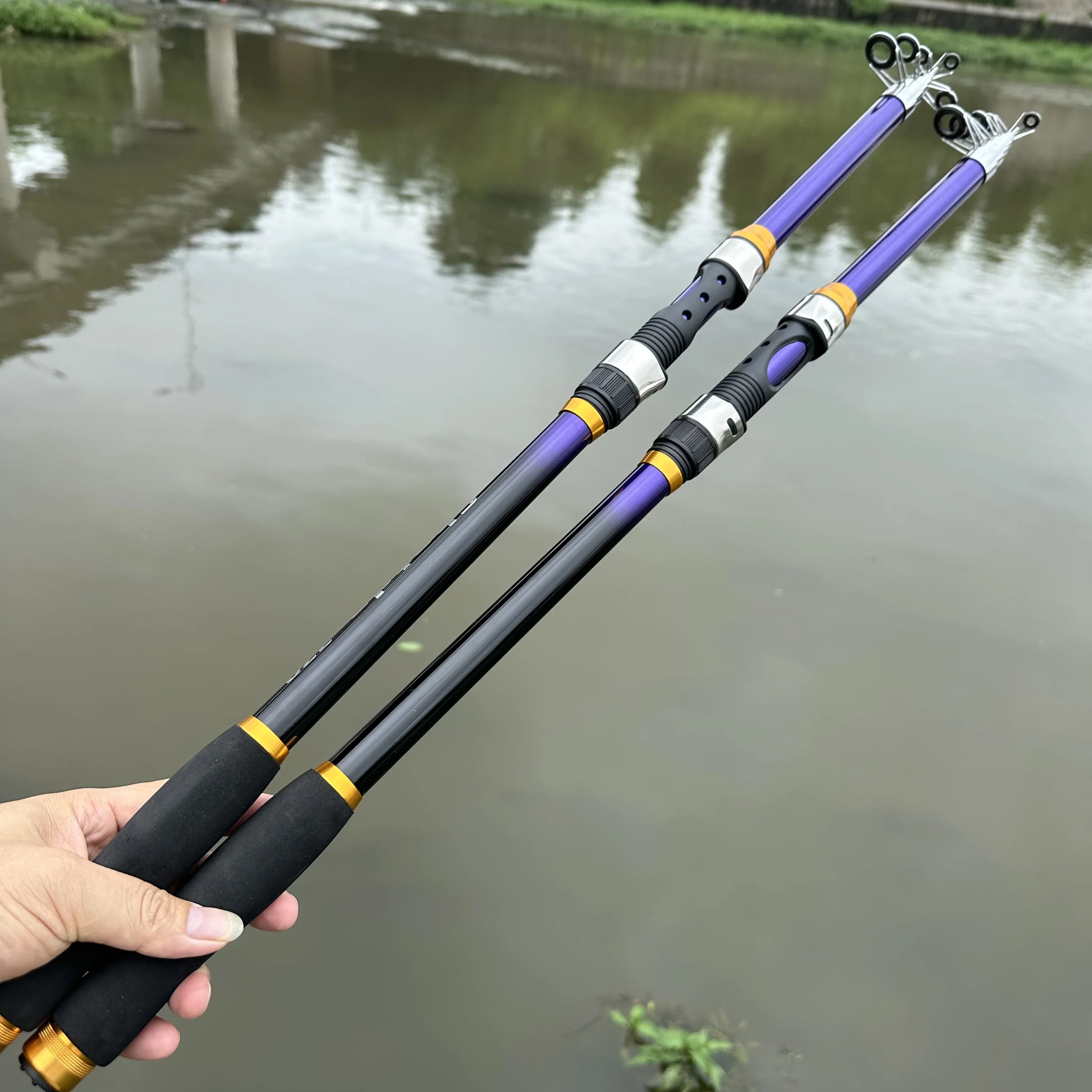 Caña de pescar telescópica de fundición de larga distancia, caña de mar giratoria de acción ligera media, longitud doblada de 65cm-68cm para todas las aguas - imagen 2