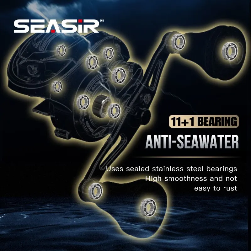 Carrete Baitcasting Seasir Megacuda – Aluminio y carbono para jigging - imagen 3
