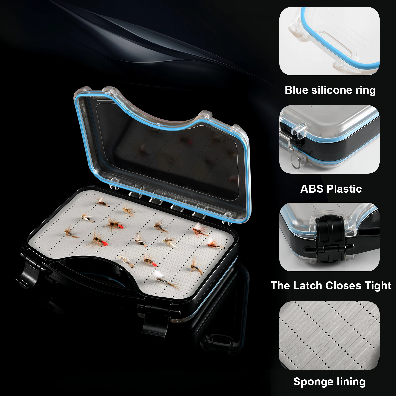 Goture-señuelo de pesca con mosca, resistente al agua, cebo, trucha, moscas, caja de almacenamiento, contenedor, señuelo de pescado de doble cara, línea de cebo, gancho, caja de aparejos - imagen 3