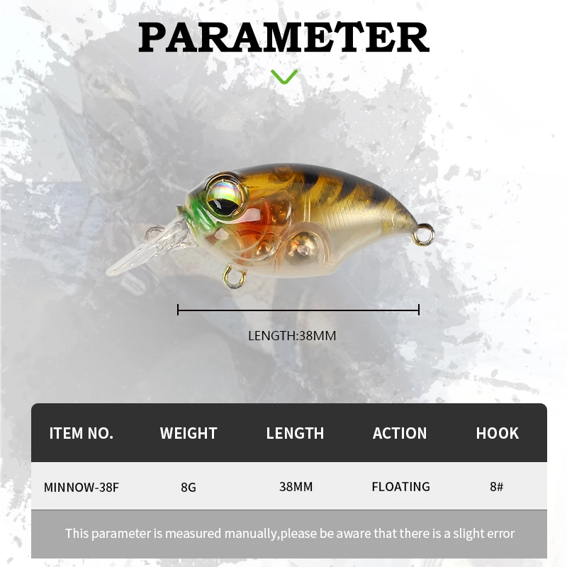 MAGIC WORKS-señuelo de pesca de agua dulce, cebo duro flotante, carpa, lubina negra, cebo Artificial, aparejos de pesca, 38mm, 8g - imagen 2