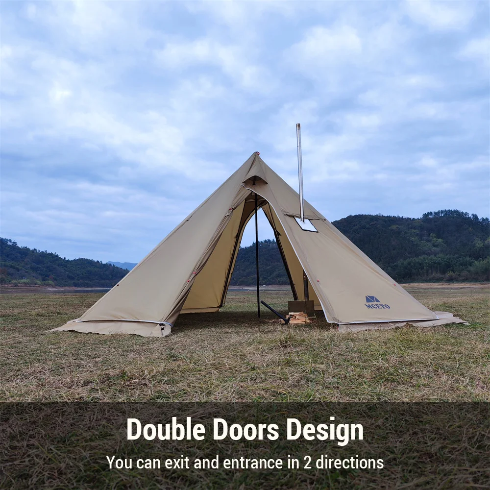 Tienda caliente Tipi para 5-8 personas con estufa Jack Camping Pyramid Teepee tienda para acampar mochilero senderismo - imagen 3