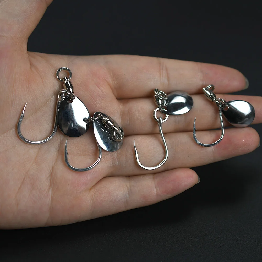 Gancho giratorio de hoja de Jigging, rodamiento bidireccional, pesca en agua salada, aparejos de plantilla de Metal, cebo de caballa española, gancho de asistencia, 6 uds. - imagen 5