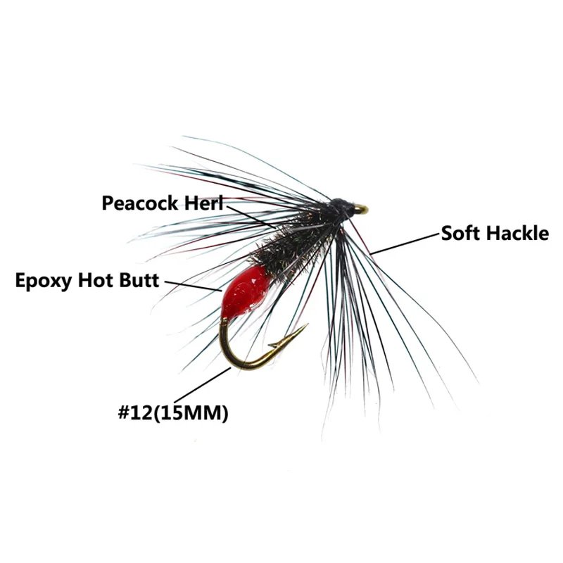 Wifreo 6 piezas # 12 moscas de trucha de hormiga roja, mosca, lubina, salmón, cabeza de acero, trucha marrón, Hackle, trasero rojo, hormiga voladora, mosca húmeda - imagen 2