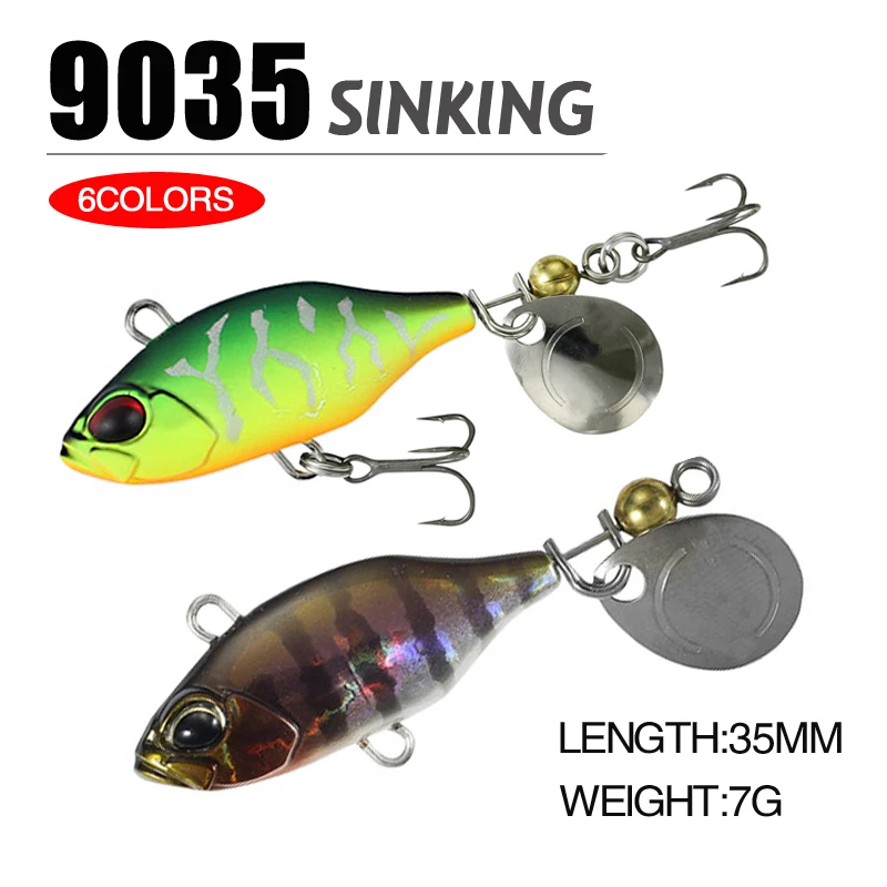 1 Uds 35mm 7g cebo giratorio cebo de Pesca con hoja de cola giratoria Pesca VIB Spinner cebo Pesca Wobbler Pesca para lubina trucha 9035 - imagen 2