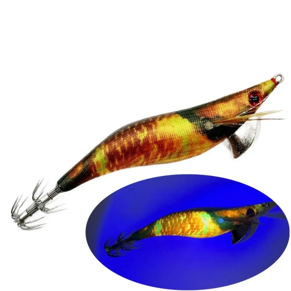 Señuelo de cebo, tela ligera, plantilla de calamar para pesca, señuelo de calamar estilo japonés brillante 3,5 # Pesca de jigging con cebo de camarones UV - imagen 5