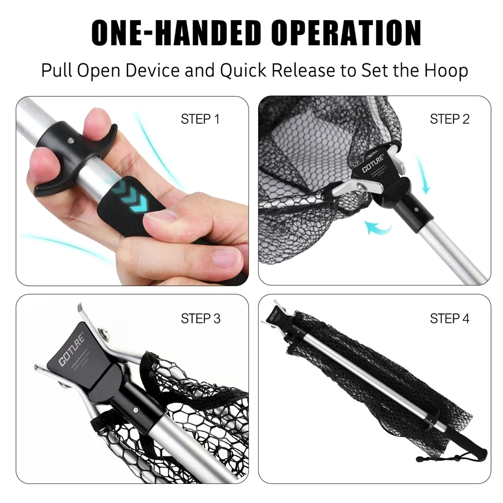 Red de Pesca Plegable Telescópica de Aleación de Aluminio Goture, 1 Pieza, 108 cm, Accesorio de Pesca, Novedad 2025 - imagen 3