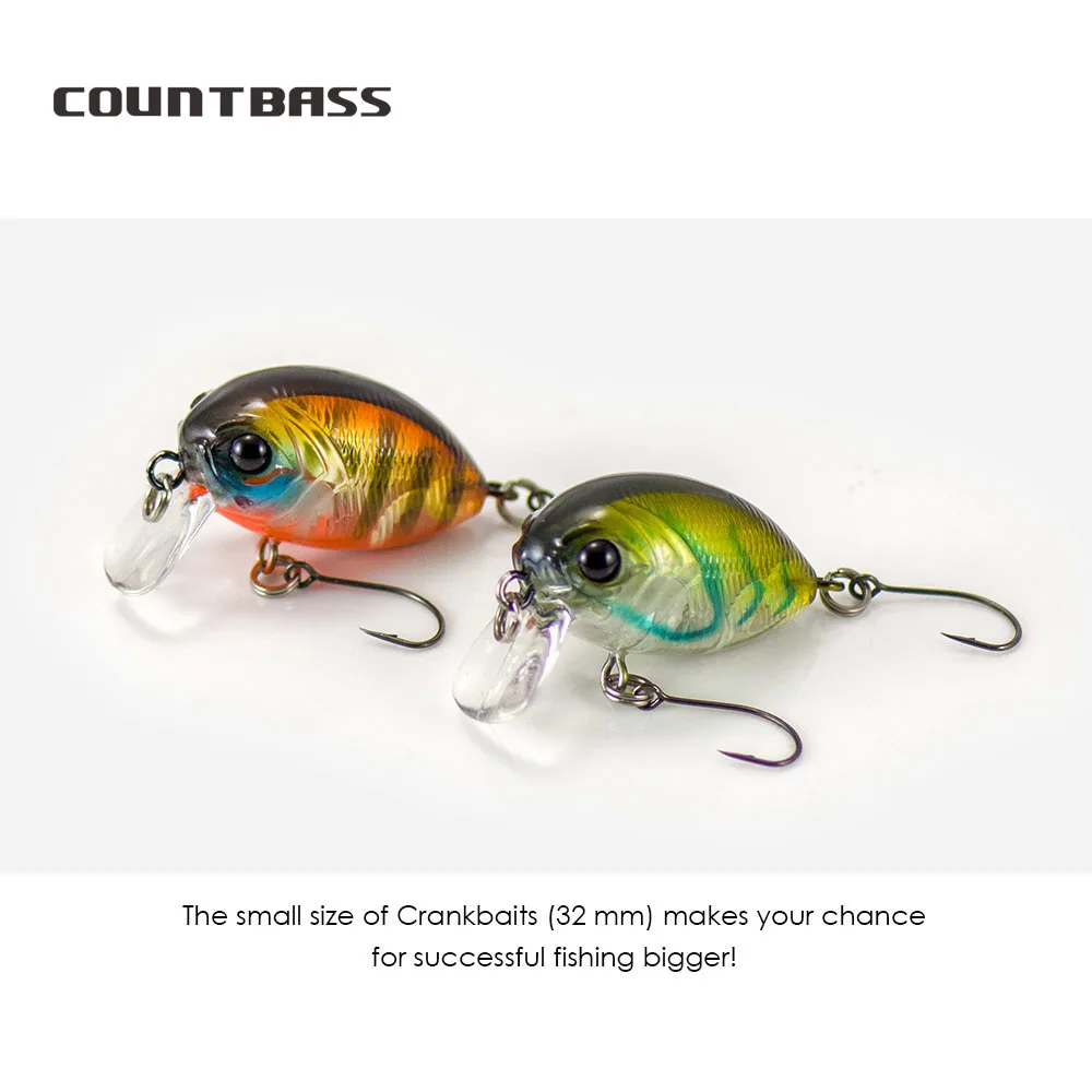 Cebo flotante con manivela COUNTBASS, 32mm, 3,6g (1,26 ''0,13 oz), buceo, 0,2-0,5 M, pesca de plástico, Wobbler, perca, Leurre, señuelo de pescador - imagen 4