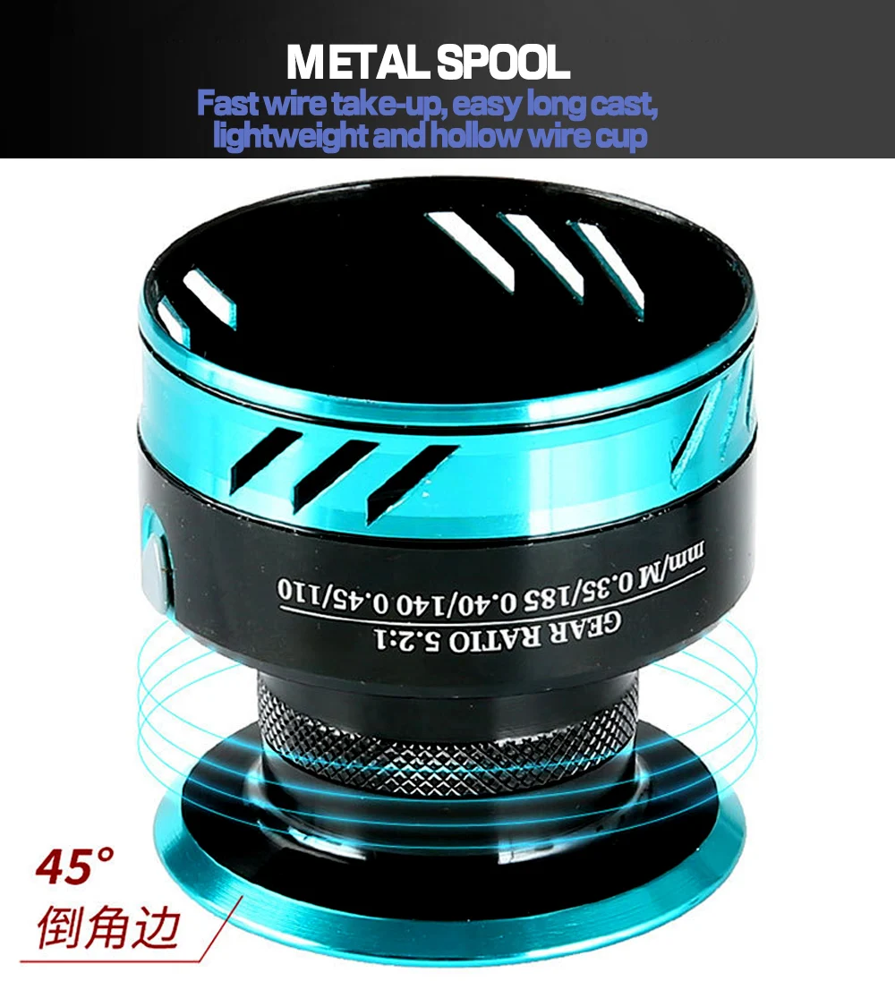 Carrete de pesca giratorio de Metal, bobina 2000-7000, herramienta de agua salada, relación de engranajes 5,2: 1, engranajes de malla de precisión interna fuerte - imagen 5