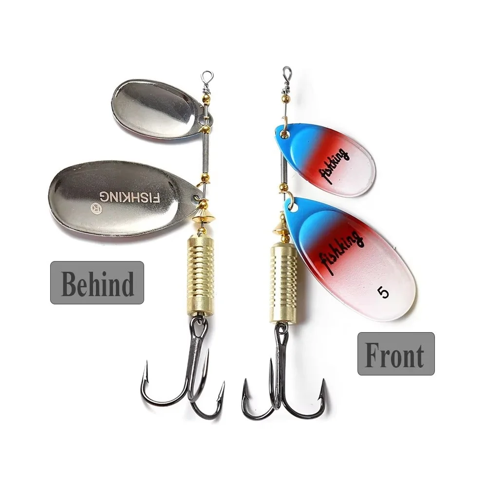 Señuelo de pesca con cebo giratorio de fundición larga de 20g, cebo Artificial de doble lentejuelas de Metal, señuelos duros con anzuelo triple, pesca de Lucio y lubina - imagen 3