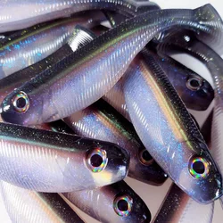 Señuelos blandos de silicona para pesca en agua salada, cebo Artificial para pececillos, Wobblers, 5 piezas, Swimbait8.8cm/5g