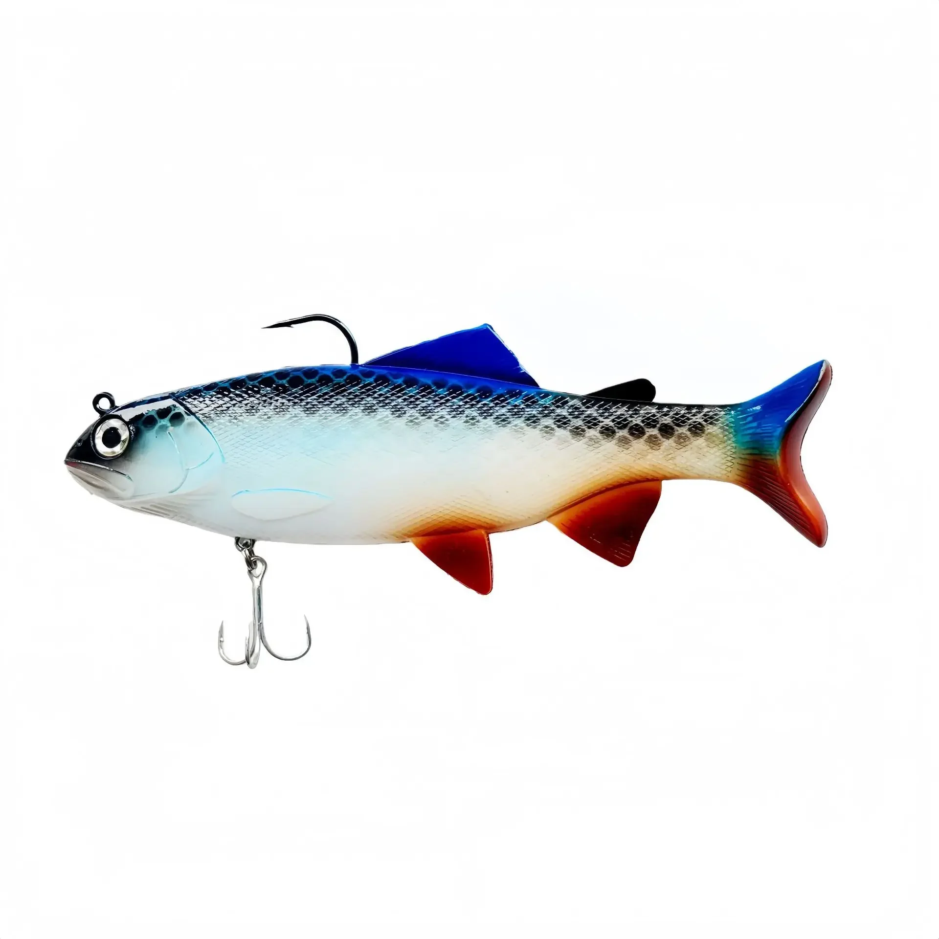 Señuelos de pesca de PVC con cabeza de trucha, cebos artificiales para natación, 20cm/130G, cola en T, señuelos blandos de silicona, Swimbait Wobblers, 1 Uds. - imagen 4