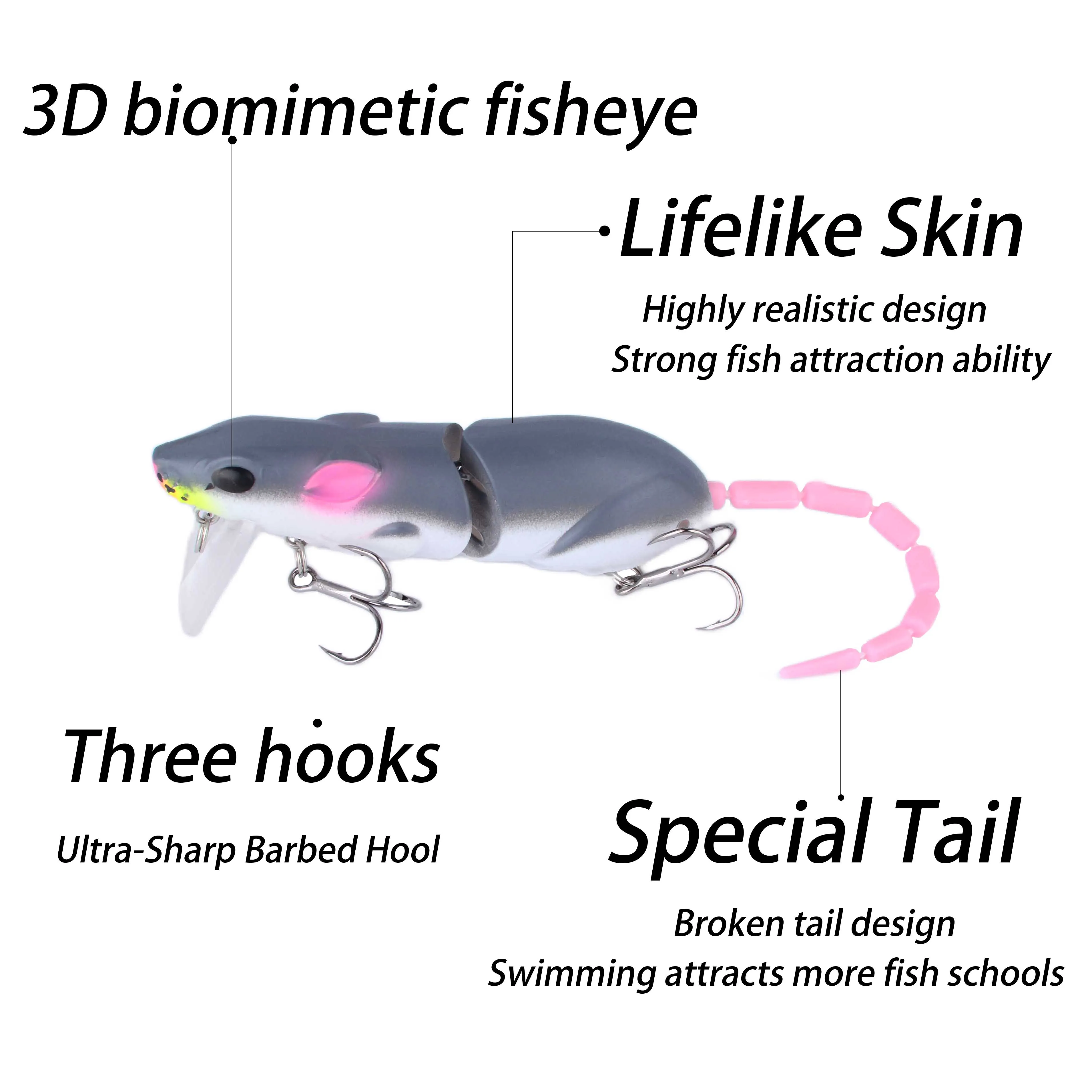 Señuelo de ratón de plástico Artificial, señuelo de pesca Swimbait rata, Lucio, lubina, pececillo, cebos flotantes, accesorios de aparejos de pesca, 1 ud. - imagen 3