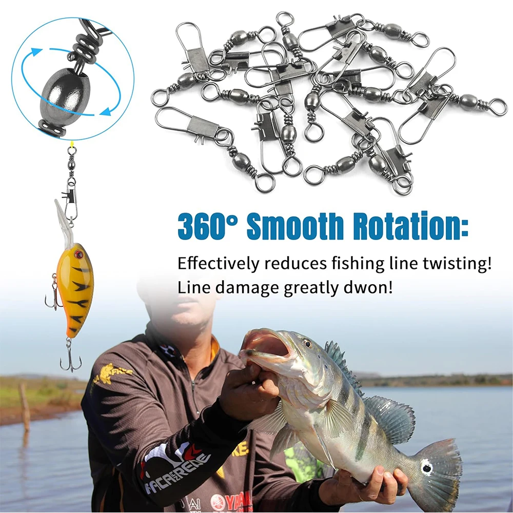 35 Uds. Brocas de pesca, broches de barril, conector de sedal de pesca, broches de enclavamiento de acero inoxidable, señuelo de pesca, giratorios a presión - imagen 4