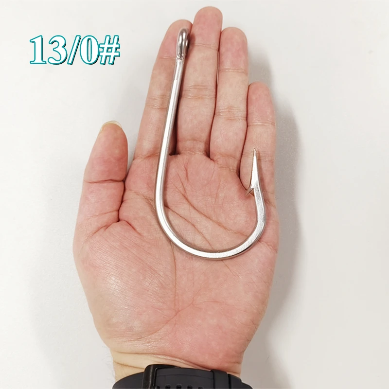Anzuelos grandes ZYZ 5/0-13/0 #   2 ~ 7 unids/bolsa de acero inoxidable atún mar barco anzuelos de pesca potentes anzuelos grandes aparejos - imagen 2