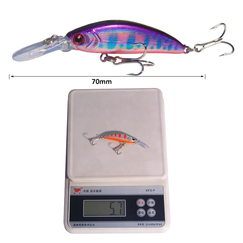 Señuelo de Pesca Minnow 70mm 6g cebo duro flotante Wobbler Jig Bait Crankbait carpa rayas lubina aparejos de Pesca SwimBait - imagen 5