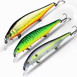 3 uds BEARKING 115mm 15g sistema de peso Señuelos de Pesca superiores Minnow manivela Wobbler calidad aparejos de pesca anzuelos para pesca