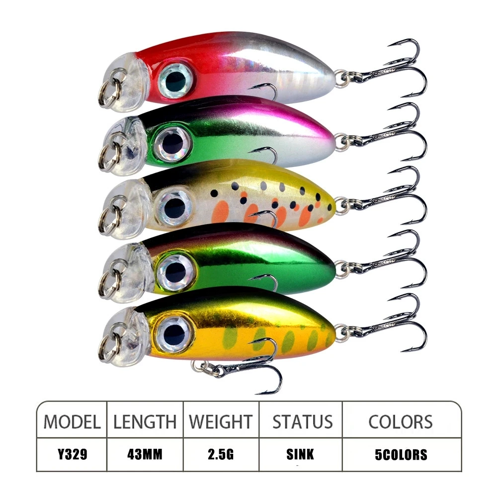 Señuelo de pesca Minnow de hundimiento lento, Wobblers, 43mm, 3g, Isca, cebo duro de plástico Artificial, Mini Crankbait, trucha, Lucio, 1 ud. - imagen 4