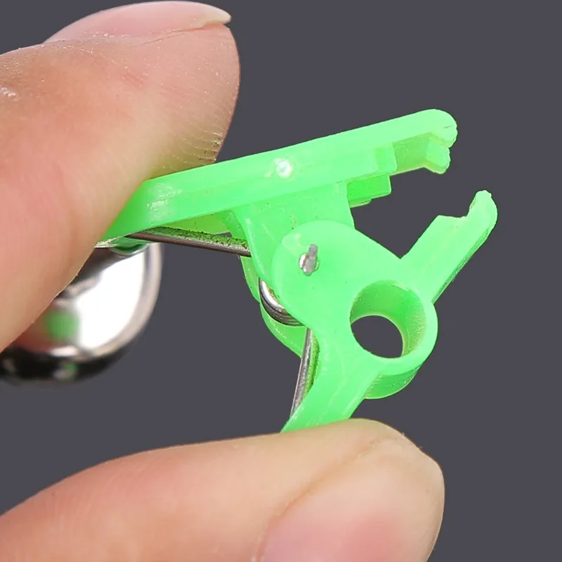 5 unids/lote alarmas de mordedura de pesca caña de pescar campana abrazadera punta Clip campanas anillo verde ABS accesorio de pesca Metal al aire libre - imagen 5