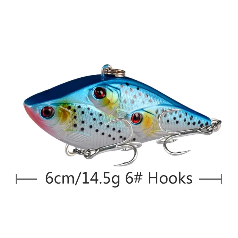 Señuelos de Pesca VIB, Wobblers de vibración que se hunden, cebo duro de plástico Artificial, pesca de lubina, anzuelo triple, invierno, 6cm, 14,5g, 1 unidad - imagen 5
