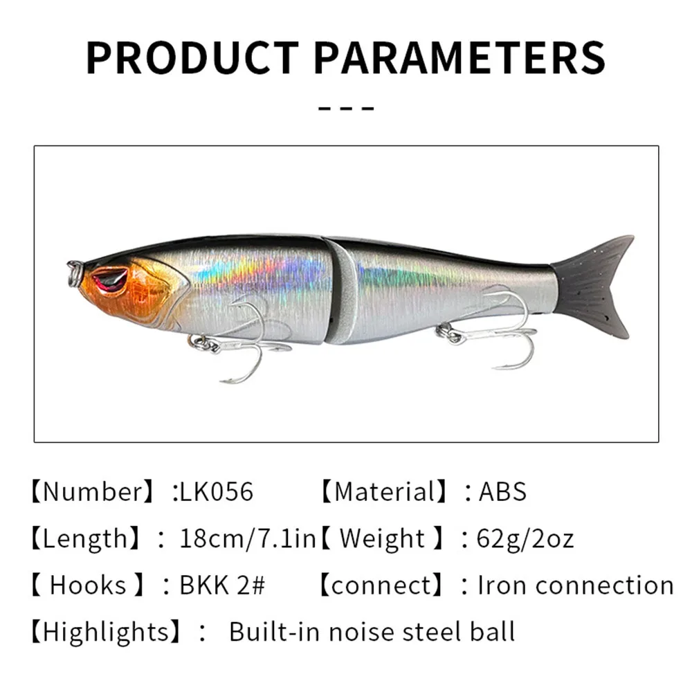 Cebo deslizante 18cm 62g SwimBaits señuelo de pesca articulado Glidebait Balam Swimbait tobogán hundimiento Wobbler para lubina de agua salada Pike Musky - imagen 3
