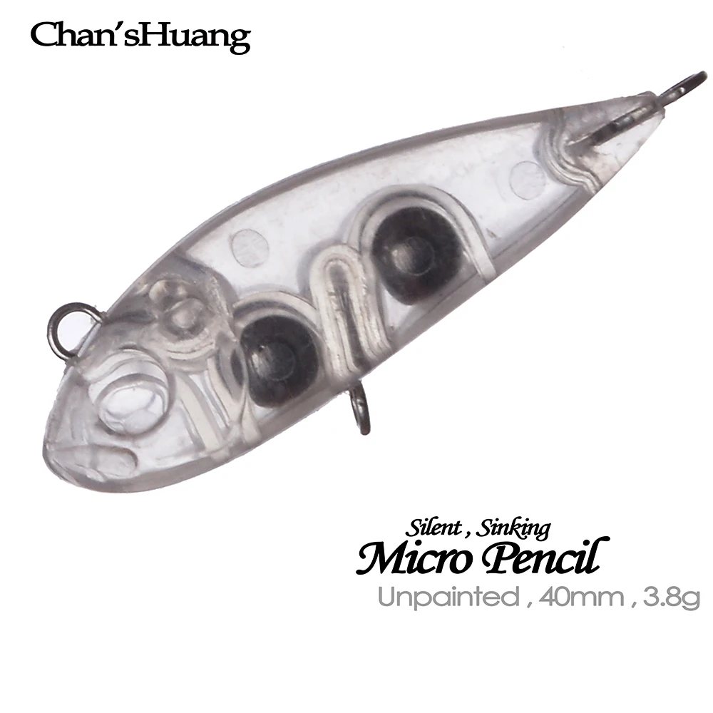 Chan'sHuang 30 Uds cebo en blanco sin pintar 3,8g/40mm hundimiento silencioso Mirco lápiz señuelo de pesca Artificial