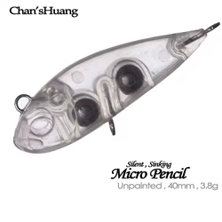 Chan'sHuang 30 Uds cebo en blanco sin pintar 3,8g/40mm hundimiento silencioso Mirco lápiz señuelo de pesca Artificial