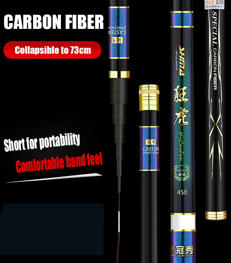 Caña de pescar telescópica de fibra dura súper ligera, 3,6 M/4,5 M/5,4 M/6,3 M/7,2 M/8M/9M - imagen 5