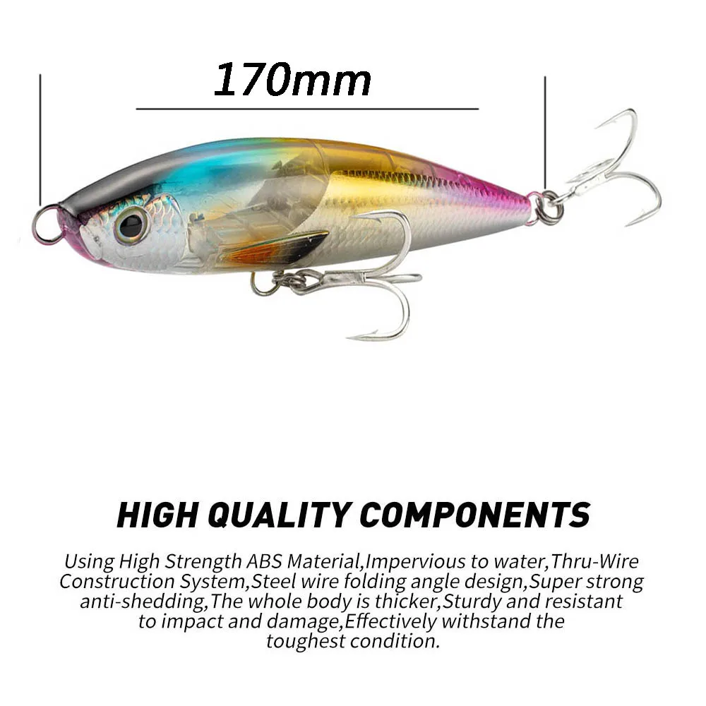 Señuelos de pesca Johncoo Topwater Pencil Dog Walker 17cm 102g cebo duro Artificial flotante Trolling agua salada señuelos de atún juego grande - imagen 2