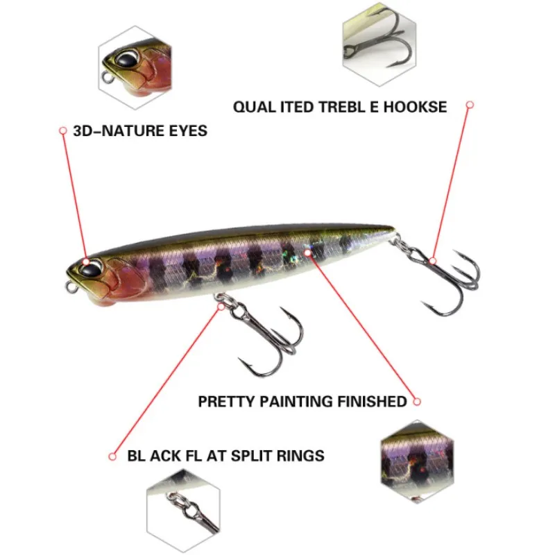 TEKNIK Topwater lápiz 65MM 5,5g superficie Walker señuelos caminar el perro Artificial Stickbait Duo Realis lápiz 65 Topwater Stick señuelo - imagen 4