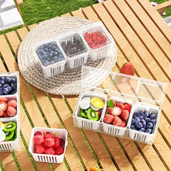Crisper para acampar con tapa, caja sellada de drenaje dividida portátil de gran capacidad para condimentos de frutas y verduras, herramientas para barbacoa y Picnic