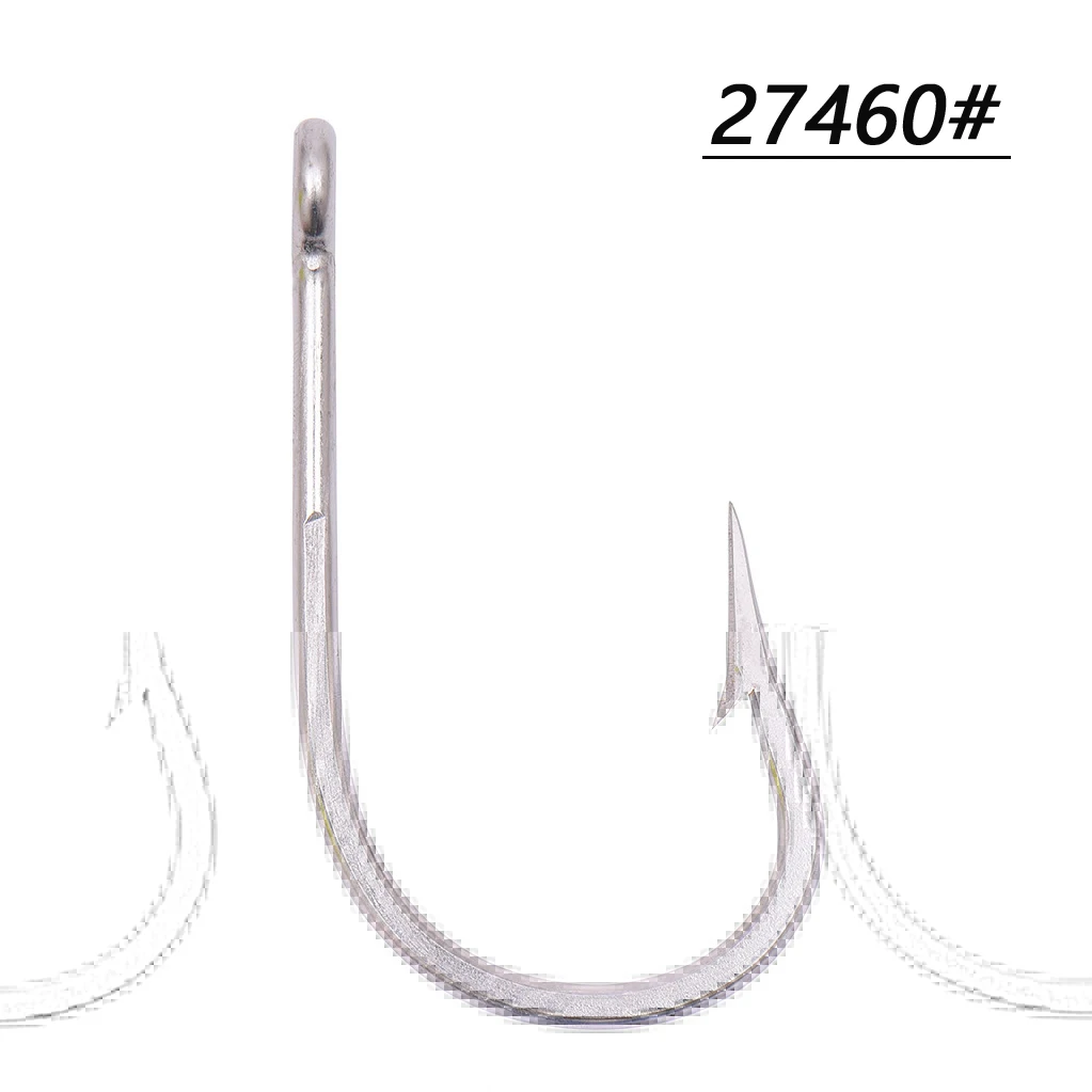 Anzuelo de pesca de mar de acero inoxidable, anzuelos de caña larga extremadamente afilados, tamaño 8/0 para peces de aguas profundas, juego de pesca grande de agua salada, 3 uds. - imagen 4