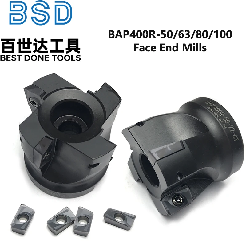 BAP400R 50-22-4T 63 80 100 Cuchillo cortador de fresado para máquinas herramientas CNC Cortador plano de fresa frontal con APMT 160408   Insertos de carburo