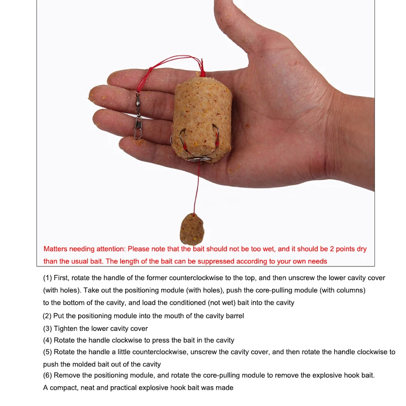 Moldeador de cebo de pesca explosivo portátil, compresor de aleación de aluminio, dispositivo de molde para formar anzuelos de explosión, herramientas de pesca, novedad de 2022 - imagen 5