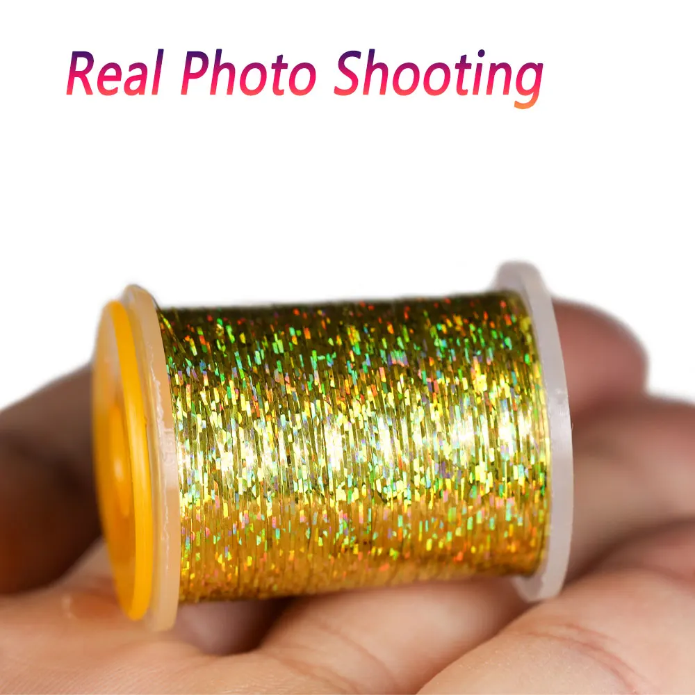 Bimoo-anzuelo plano de Mylar de 0,3mm, Material de atado de moscas, oropel holográfico de Flash, Serpentina de Ninfa húmeda y seca, Señuelos de pesca de trucha - imagen 5