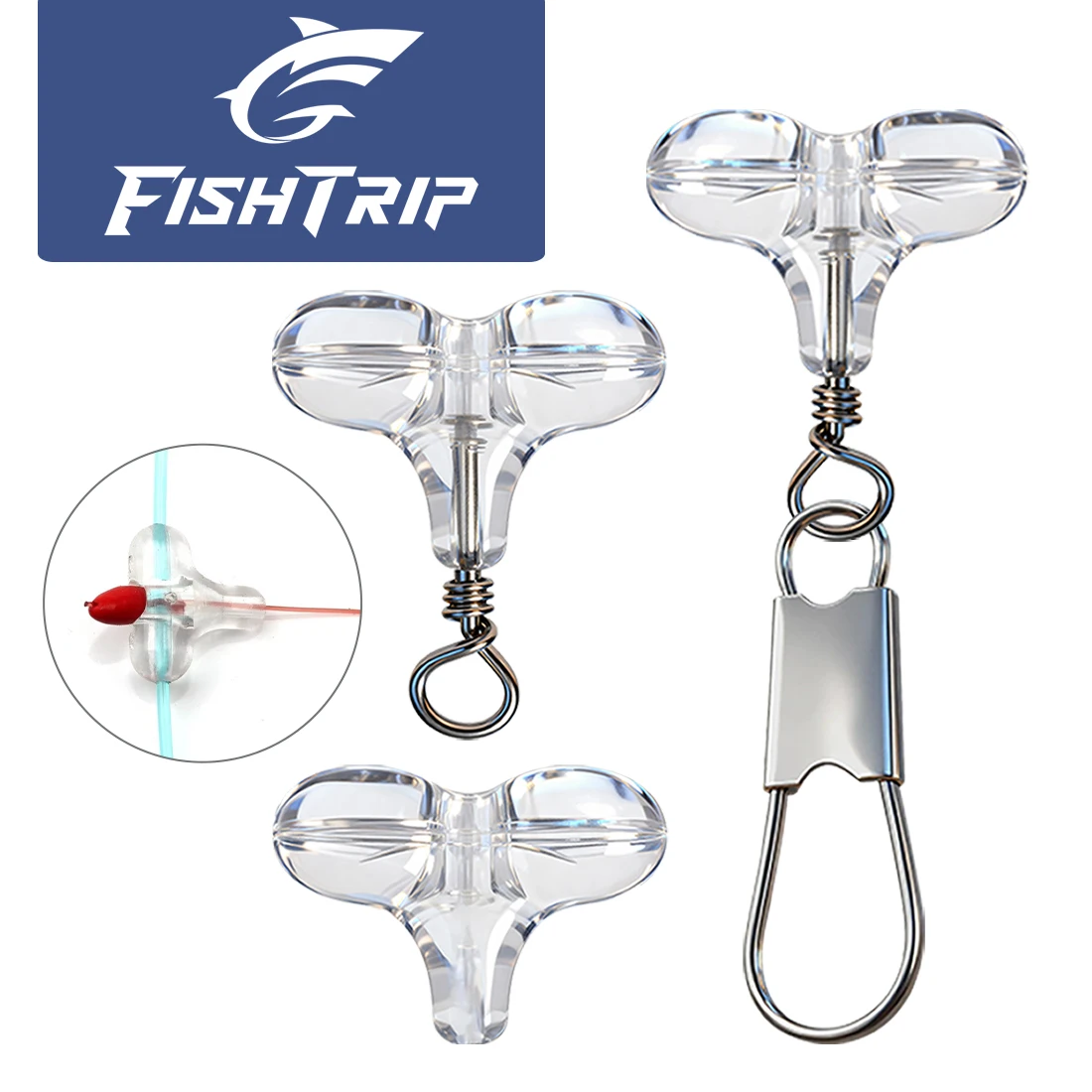 FishTrip Conectores de pesca en T triple vía con broche - imagen 2