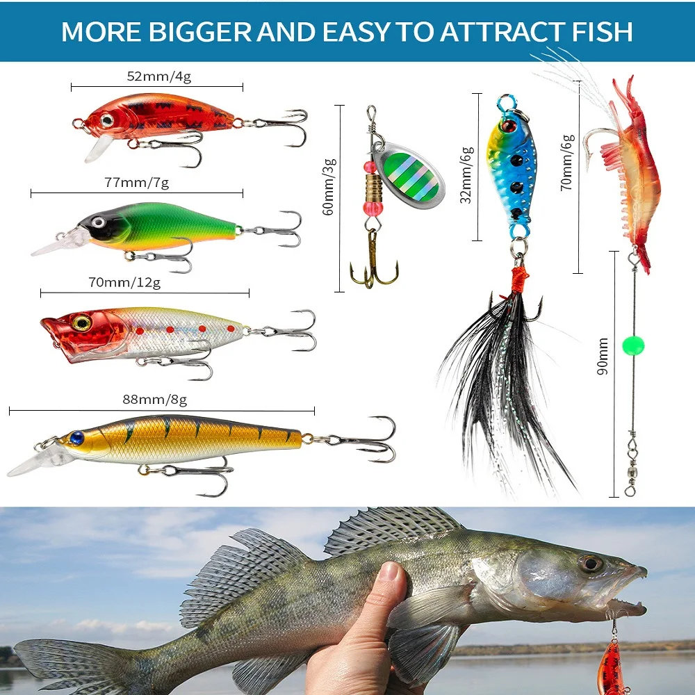 Juego de pesca con caja ciega navideña, 24 Uds., para entusiastas de la pesca, lápiz, cebo suave, placa de hierro, regalo brillante - imagen 5