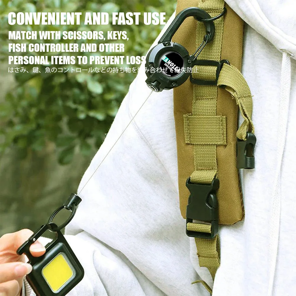 Nuevo soporte para insignia, llavero telescópico, herramienta de gancho retráctil, llavero telescópico con cadena antirrobo, accesorios tácticos para llavero - imagen 2