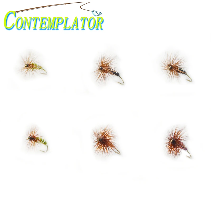 3 colores surtidos 6 uds Bobs Bits simulando insectos emergentes para adultos 14-16 #   Moscas secas de agua de superficie de oliva/negro/clareta para trucha marrón
