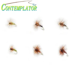 3 colores surtidos 6 uds Bobs Bits simulando insectos emergentes para adultos 14-16 #   Moscas secas de agua de superficie de oliva/negro/clareta para trucha marrón