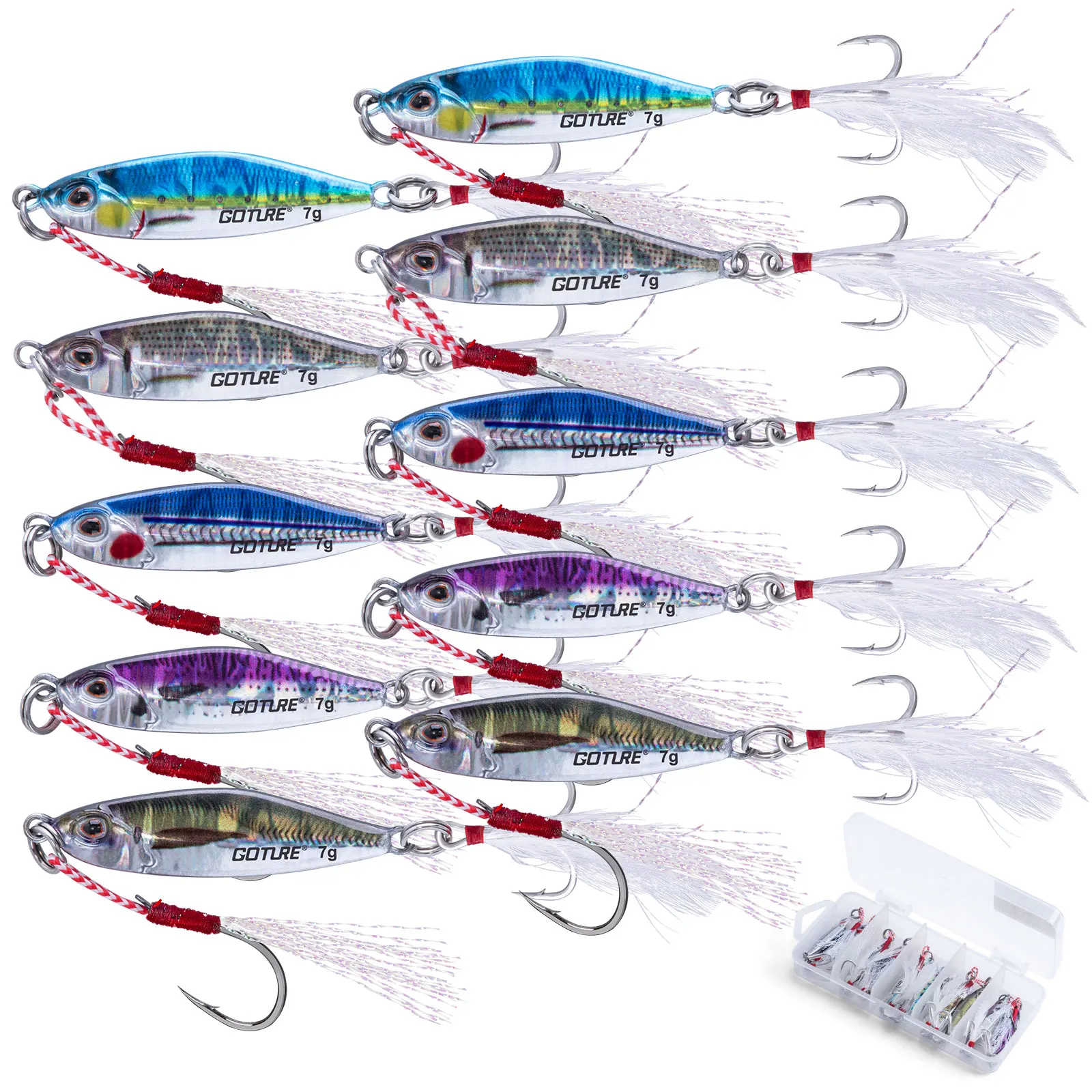 Jig Vertical Goture con Anzuelo Auxiliar y Triple para Mar - imagen 4