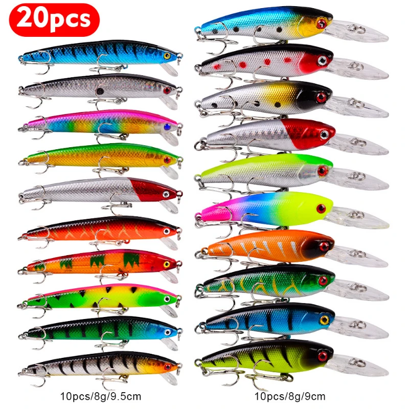 Juego de Señuelos de Pesca, cebo duro de hundimiento de pececillos, profundidad de 1,2-2,1 m, Crankbait Artificial, Wobbler, accesorios de pesca profesionales, 20 unids/set - imagen 2