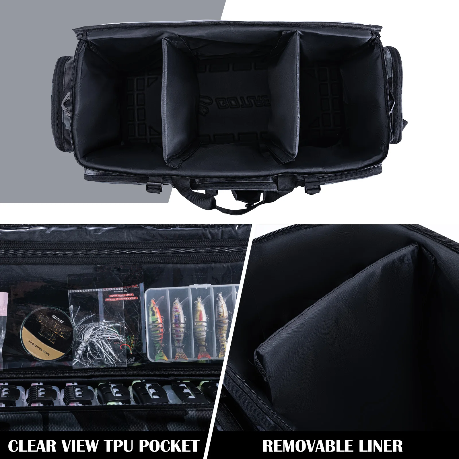 Bolsa de equipo de pesca grande Goture Premium, 65L/75L con fondo de EVA impermeable y correa de transporte acolchada, para viajes de pesca, el más vendido - imagen 4