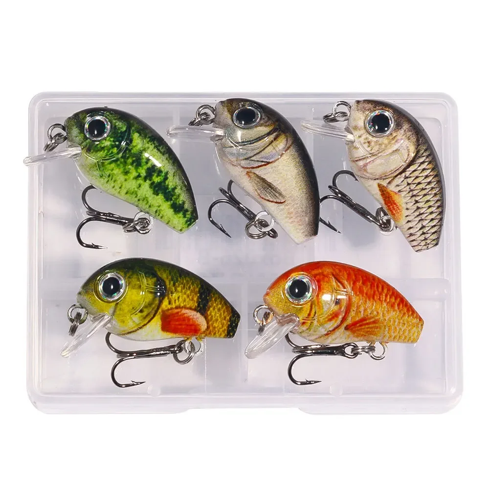 5 unids/caja Mini cebo de manivela Wobblers flotantes para señuelo de pesca juego de Wobblers cebo Artificial 2g peces falsos señuelos duros aparejos - imagen 2