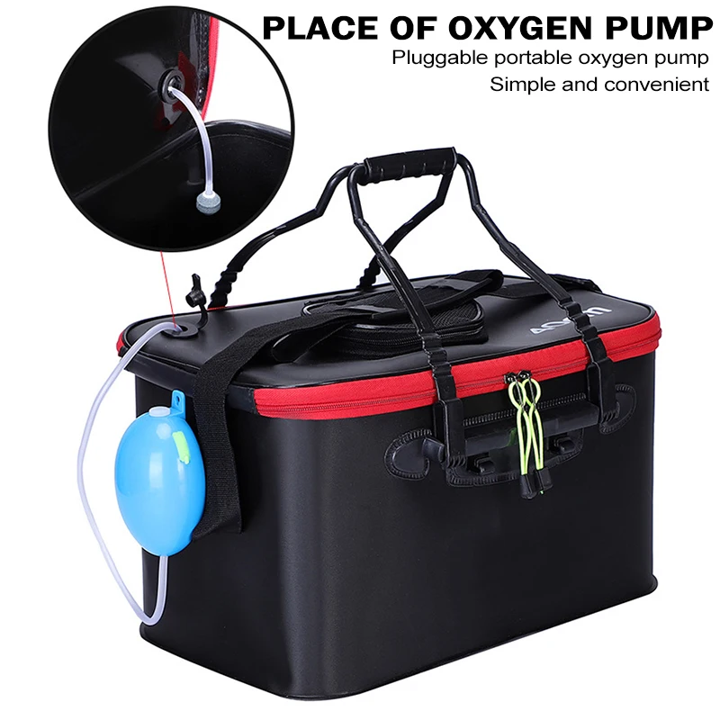 Cubo plegable multifunción de Eva para pesca al aire libre con ranura para bomba, cubo telescópico para peces vivos - imagen 2