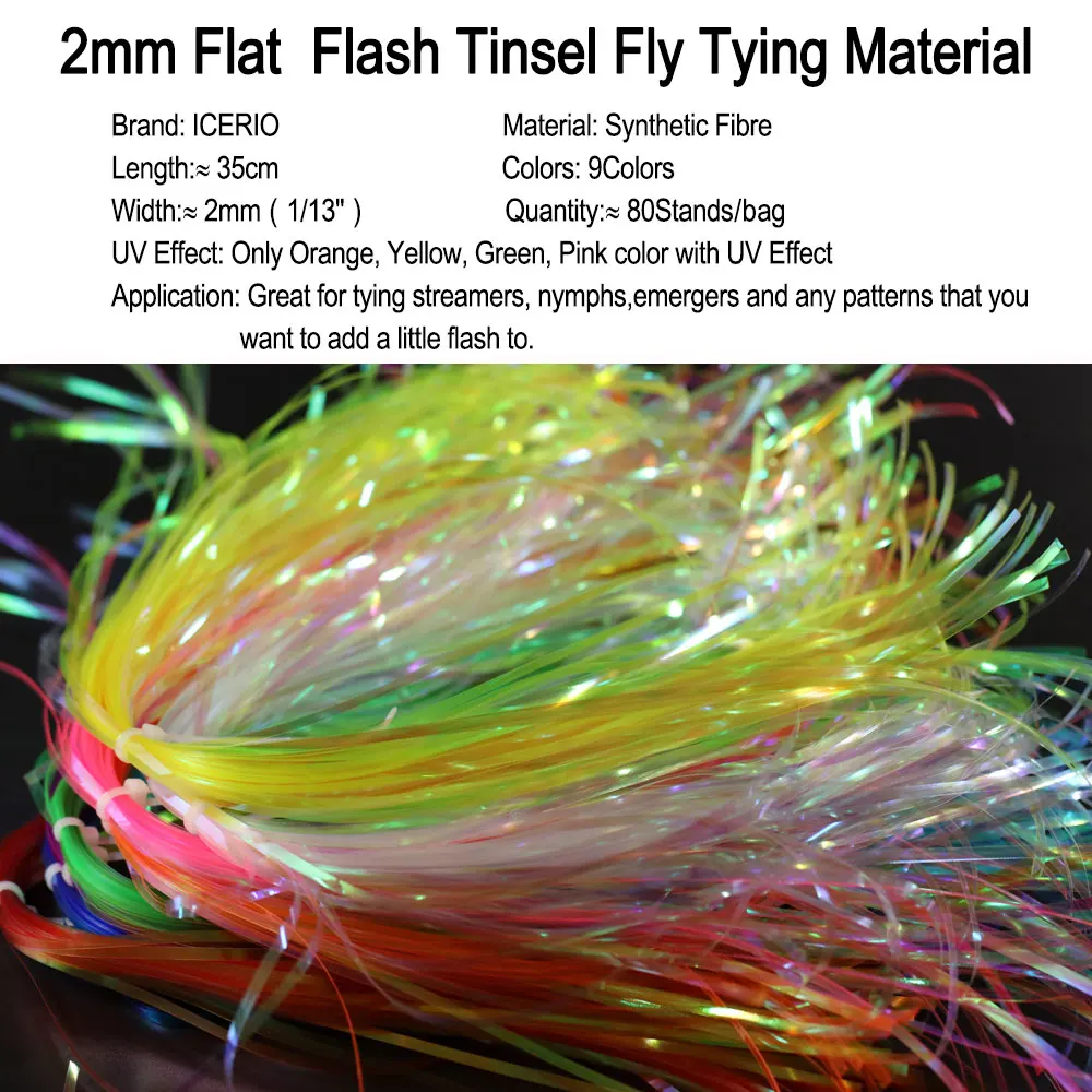 ICERIO-oropel plano estrecho brillante de Color perla de atado de moscas de 2mm de ancho, fabricación de línea de película, Material de atado de cobre John Nymph Scud - imagen 3