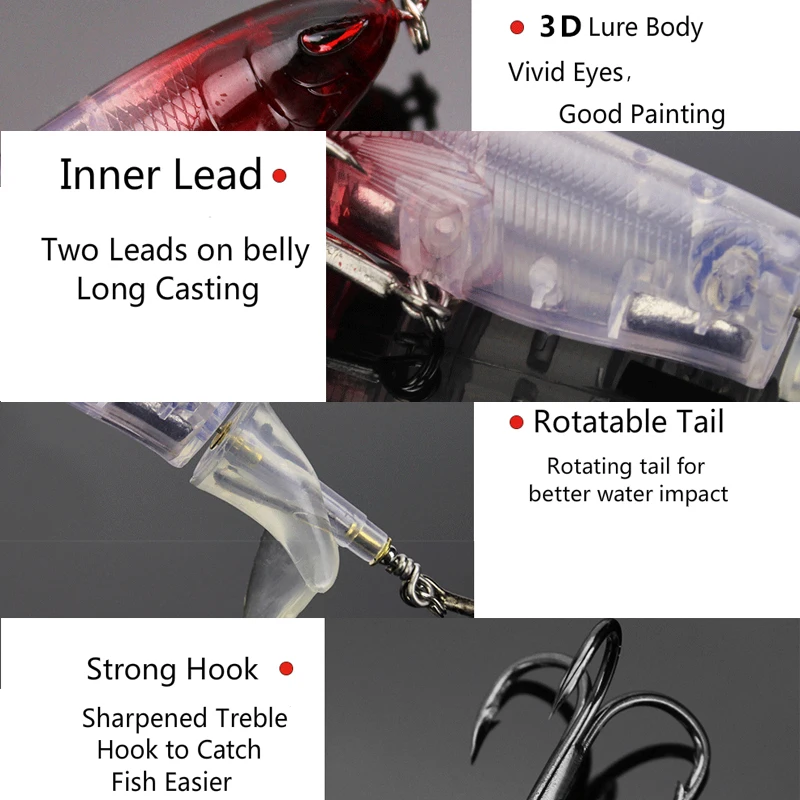 Señuelo de Pesca flotante, cebo de lápiz, superficie giratoria, 90mm, 13g, cola giratoria suave, Swimbait duro Artificial - imagen 5