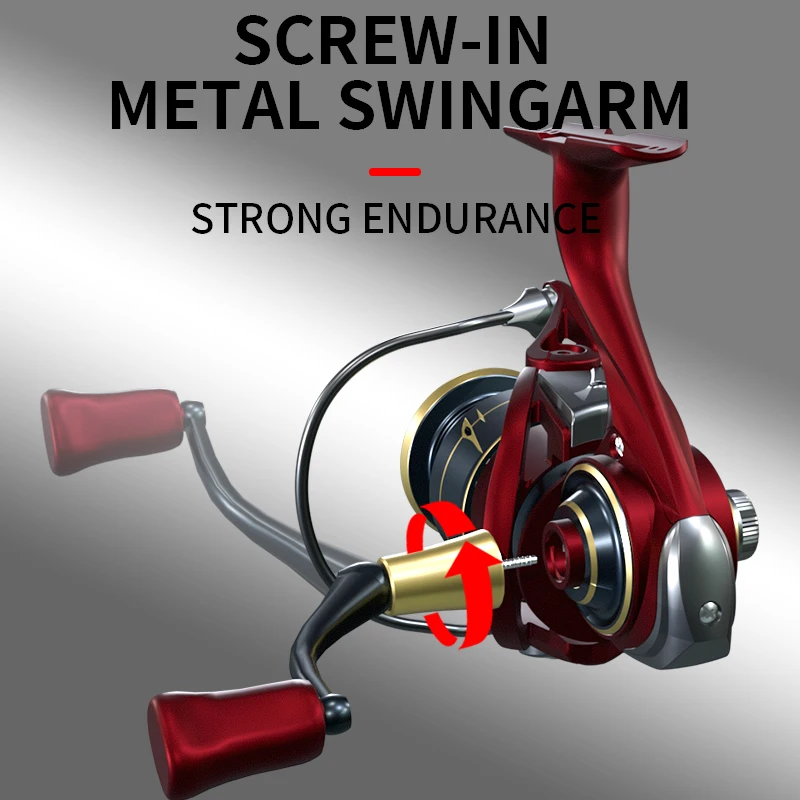 D1-carrete de pesca giratorio de Metal, 6KG de potencia máxima de arrastre, serie 1000-2000, 5 + 1 rodamientos de bolas, aparejos de pesca de agua salada - imagen 4