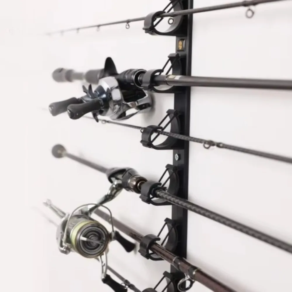 Soporte de pared para caña de pescar, montaje en techo, capacidad para 6 cañas, estante de almacenamiento Horizontal, sistema de organización de garaje - imagen 4