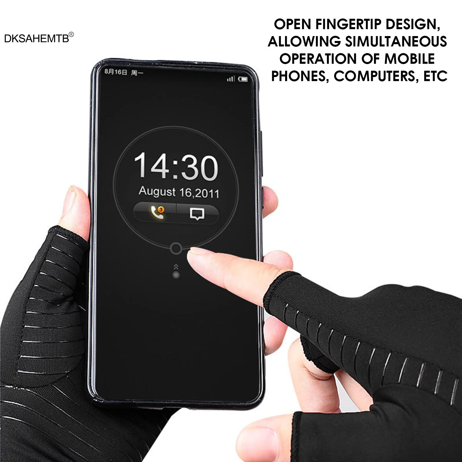 Guantes de compresión para ciclismo de medio dedo transpirables antideslizantes - imagen 3